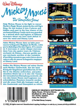 Mickey Mouse (UK) (K7) (1988) box cover back